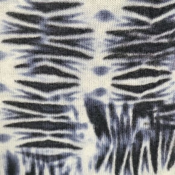 Chico's Navy Tie Dye Shimmer Linen Open Front Cardigan Lightweight Knit Sweater - Picture 8 of 9